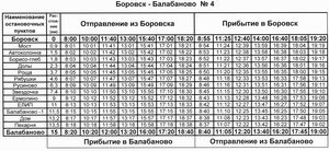 Расписание автобуса из Боровска в Обнинск             (через Балабаново -  по Киевскому шоссе)                          Нажмите для загрузки увеличенного размера в отдельном окне, где вы сможете прочитать или сохранить файл для печати 